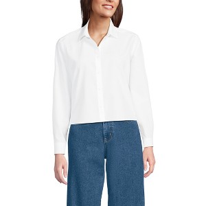 Lands' End Women's No Iron Boxy Cropped Shirt - 1 of 3