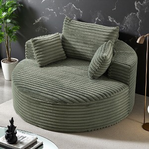 55" Corduroy Sleeper Chair with Back Pillow, Non-Swivel, No Assembly - 1 of 4