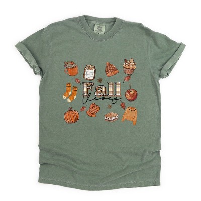Simply Sage Market Plaid Fall Vibes Collage Garment Dyed Tee