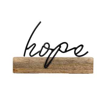"Hope" Word Block Black Metal & Wood by Foreside Home & Garden