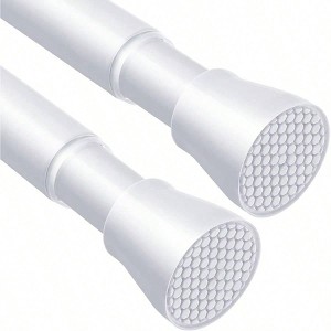 2Pcs Tension Curtain Rods 28 to 48 Inch White Spring Loaded Adjustable No Drilling for Bathroom Kitchen Door - 1 of 4
