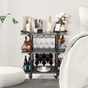 ZACHVO 3-Tier Bar Cart with Glass Holders & 8 Bottle Racks, Modern Kitchen Cart on Wheels, for Home & Outdoor - 4 of 4