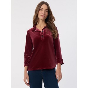 Jones New York Velour Pop-Over Collar Top - 1 of 3