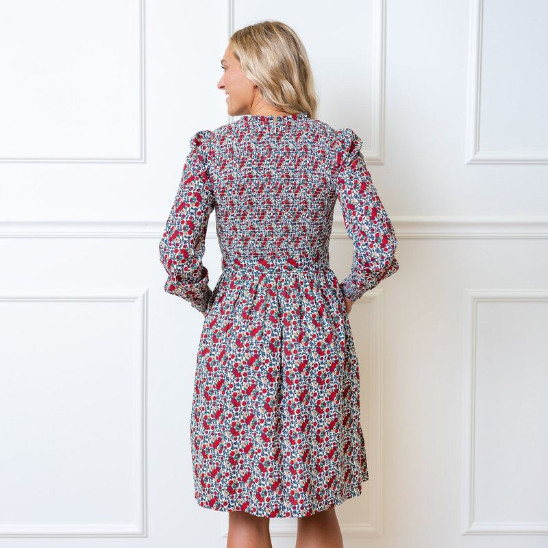 Hope & Henry Womens' Long Sleeve Smocked Ruffle Collar Dress, 3 of 8