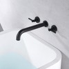 Sumerain Wall Mount Tub Filler High Flow Rate Matte Black Tub Faucet, Two Handles Solid Brass - 4 of 4