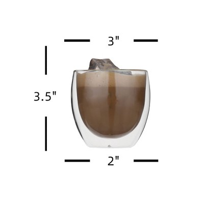 8.5oz Double Wall Insulated Glass Coffee Mugs Set of 4