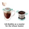 Pinky Up Erin Universal Tea Strainer with Lid - Stainless Steel Tea Infuser Basket for Loose Leaf - Single Metal Steeper Turquoise Set of 1 - 4 of 4