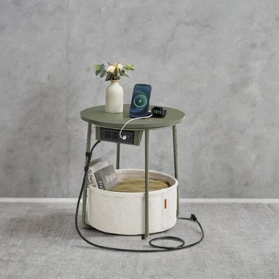 Side Table Side Table With Charging Station Drink Table Bedside Table Nightstand End Table Night Stand Round Side Table Small Side Table