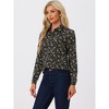 Allegra K Women's Point Collar Long Button Sleeve Button Down Floral Shirt - 2 of 4