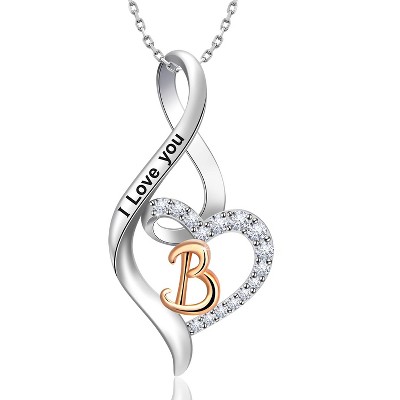 Molenia Heart Initial Necklace for Women, 925 Sterling Silver Heart Letter Pendant Necklace for Her, Fine Jewelry Necklace Gifts for Her Wife Women