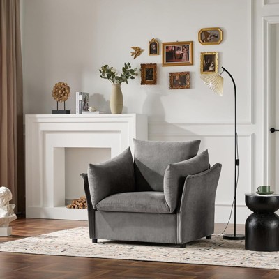 Aukfa Chenille Oversized Armchair, Single Sofa Chair, Modern Armchair Single Sofa Lounge Chair, 23.6" Seat Depth Comfortable Seating for Living Room