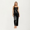 Anna-Kaci Lounge Women's 2-Piece Set Satin Cowl Neck Camisole and Sheer Floral Velvet Overlay Pants - 2 of 4