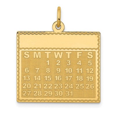 Black Bow Jewelry 14k Yellow Gold Tuesday Start Perpetual Calendar Charm Pendant, 22mm