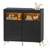 Changing Table Dresser with Drawers, Baby Dresser with Changing Table Top, Power Outlet, LED Light & Metal Feet - 2 of 4