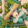John Bead Craft Wood Beads Bag with 5m Elastic Nylon Cords Dark Green/Light Peach/Grey/Green 90g - 3 of 4