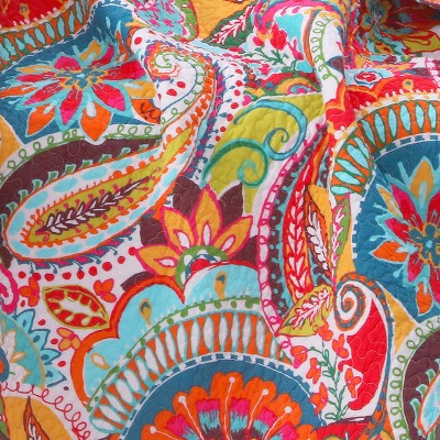 Rhapsody Multicolor Cotton Reversible Quilted Throw, 50" x 60"