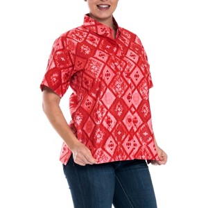 LA LEELA Womens Button Down Short Sleeve Summer Surfing Blouse Tops Hawaiian Club party Casual Shirts for Women - 1 of 4