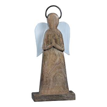 White Wood and Metal Angel Figurine - Foreside Home & Garden