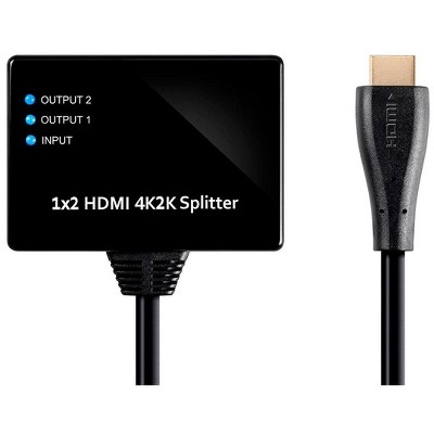 Monoprice Blackbird 4K 1x2 HDMI Pigtail Splitter -Black | 4K @ 30Hz, HDCP Compliant, Gold Plated Connectors, And 10.2Gbps Bandwidth