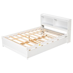 YOOCOZZ Full Size Platform Bed with Trundle and Bookcase - 1 of 4