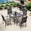 Pamapic 5-Piece Metal Outdoor Patio Dining Set with 4 Text Ilene Chairs and Square Table - 3 of 4