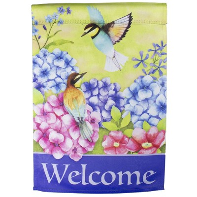 Northlight Welcome Floral Hummingbird Outdoor Garden Flag 12.5" x 18"