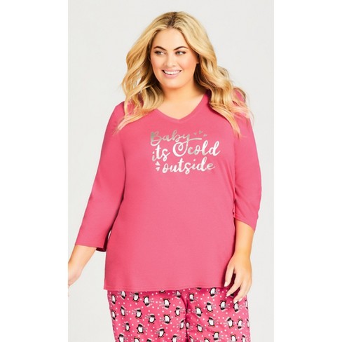 Avenue | Women's Plus Size Cold Outside Sleep Top - Cold Outside Prt ...