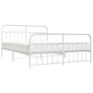 vidaXL Stylish Metal Double Bed Frame with Headboard, Footboard, and Built-in Storage Space - 1 of 4