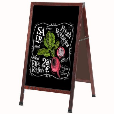 Aarco Products MA-1B 42"x24" Rustic Weathered A-Frame Sidewalk Black Composition Chalkboard with Cherry Stain