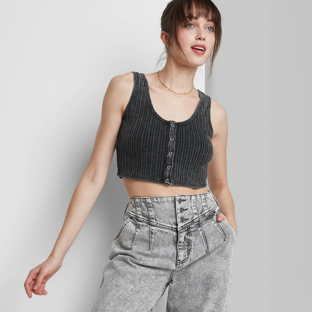 Wild Fable Charcoal Cropped Tank Size M