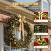 VINGLI 48" Pre-Lit Christmas Wreath, Outdoor Xmas Wreath w/150 LED Lights, 450 Tips, Bow, Pine Cones & Gold Ornaments for Holiday Decor - 3 of 4