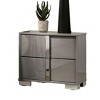 Vynxaria Modern Bedside Nightstand - Chrome Legs, Vertical Chrome Handles, UV Finish, Contemporary Style - 2 of 4
