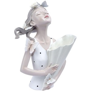 Modern Decorative Artificial Flower Vase Butterfly Girl Sculptures Interior Home Resin Ornaments Household Decoration Vases Hot - 1 of 4