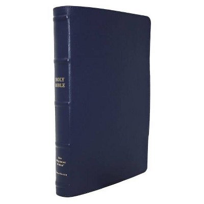 Nkjv, Thinline Reference Bible, Large Print, Premium Goatskin Leather, Blue, Premier Collection, Comfort Print - by  Thomas Nelson (Leather Bound)