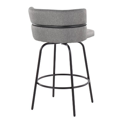 Cinch 26" Light Gray Swivel Counter Stools with Black Metal Frame, Set of 2