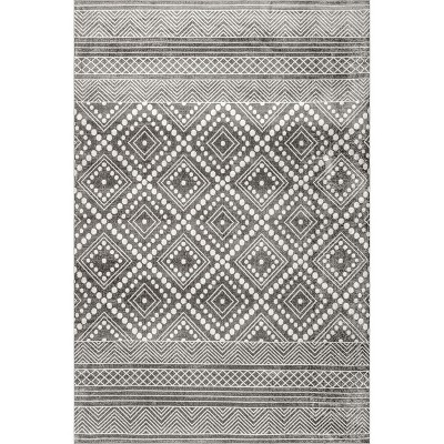 Nuloom Phyllis Machine Washable Diamond Trellis Area Rug Gray 5' X 8 ...