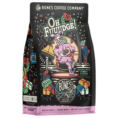 Bones Coffee Company Oh Fuudge Whole Coffee Beans Chocolate Fudge Flavor 12 oz Medium Roast (Whole Bean)