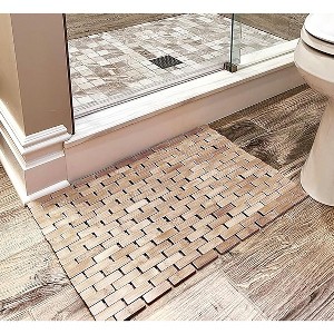 Home Mart Goods 16.54" x 22.83" - Breached White Non-Slip Bottom Quick Dry Foldable Natural Bath Mat - 1 of 4