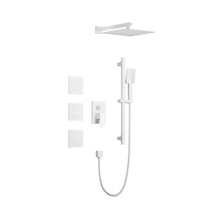 PAGED Wall Mounted Shower Head Rain Shower Head with Hand Shower, 12 Inch Shower Head and Tub Spout for Bathroom, Locker Room - 1 of 4
