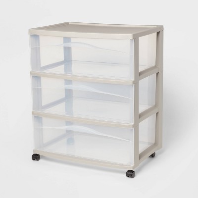 Wide 3 Drawer Cart Gray - Brightroom™