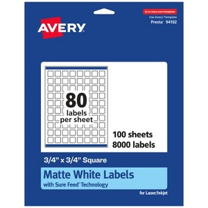 Avery Matte White Square Labels, 3/4" x 3/4" - 1 of 4