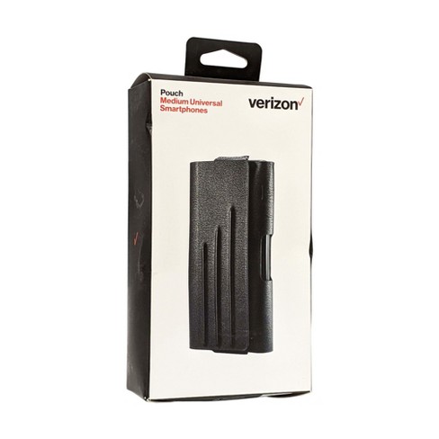 Verizon Universal Leather Pouch with Belt Clip for Medium Size Devices -  Black