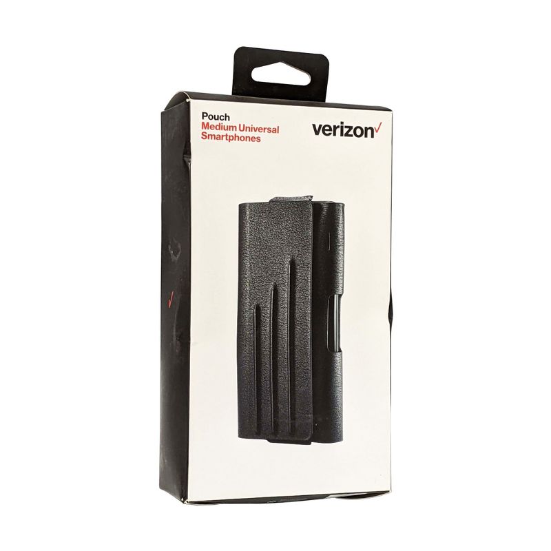 Verizon Universal Leather Pouch with Belt Clip for Medium Size Devices - Black, 1 of 4