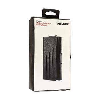 Verizon Universal Leather Pouch with Belt Clip for Medium Size Devices - Black