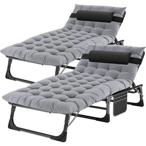 DoCred Heavy Duty 5-Position Folding Chaise Lounge Chair for Outdoor Sunbathing, Pool, Beach & Patio – Single & 2-Pack Options Available - 1 of 4