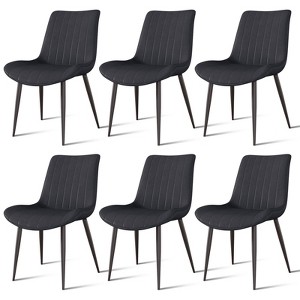 TOBILI PU Leather Dining Chair with Metal Legs,Wave Pattern Upholstered Armless Chair Set of 6 for Kitchen,Restaurant,Living,Meeting Room - 1 of 4