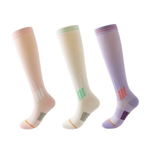 Anna-Kaci 3-Pair Set Knee-High Compression Athletic Socks Breathable Anti-Slip Support Design for Running and Jump Rope - 1 of 4