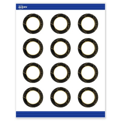 Avery Round Business Cards, Black with Gold Pattern, 2" Diameter