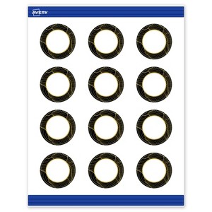 Avery Round Business Cards, Black with Gold Pattern, 2" Diameter - 1 of 4