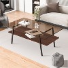 Sapphtopaz Coffee Table Rectangle Center Dining Table with Tempered Glass Tabletop and 2-Layer Storage Rack for Living Room, Apartment - 2 of 4